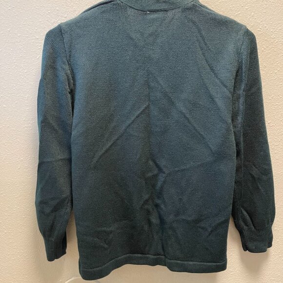 vintage Dennis Mens YL Green Acrylic Button-Up Cardigan Sweater - Picture 2 of 12